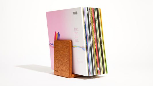 Contemporary timber record display for up to 30 records